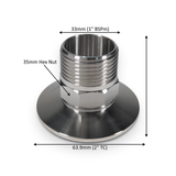 ADAPTER: Tri Clamp (2") - BSPm (0.5"-1")